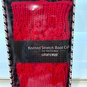 Knitted Boot Cuffs, Red- NIB